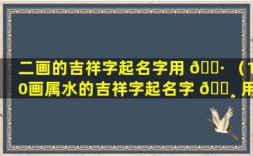 二画的吉祥字起名字用 🕷 （10画属水的吉祥字起名字 🌸 用男）